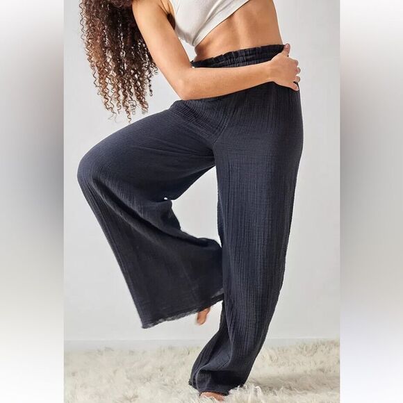 Pinch lounge pants Navy Blue 100% Cotton Wide Leg Pants Elastic Waist S - Picture 13 of 13